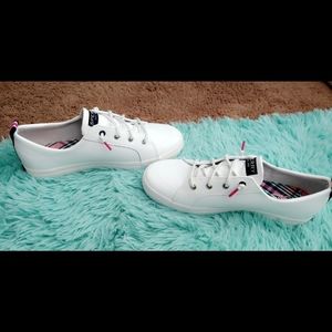 Sperry's, size 6 ,white with pink and black designs